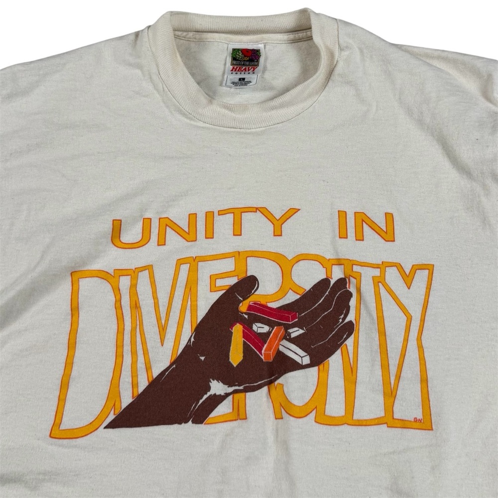 Vintage 90s Unity In Diversity Fruit Of The Loom Graphic T-shirt Together Mens L